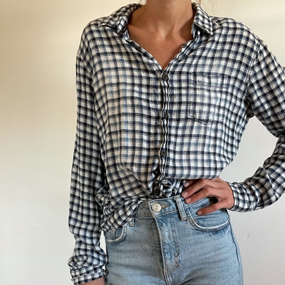 Blue and white plaid